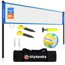 20FT Outdoor Volleyball Net Set System for Backyard Beach with Anti-Sagging Net, Iron Adjustable Height Poles, Soft PU Volleyball and Pump, Carry Bag - Instant Set Up & Durable