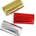Silver Metallic Purse Flap Dazzling Small Clutch Bag Evening Bag With Detachable Chain