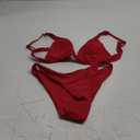 Bathing Suits for Women Deep V Neck Sexy Two Piece Bikini Sets for Women Thong Halter Cheeky Swimsuit (Small, Red)