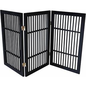Pet Dog Gate Freestanding, (Black Pet Gate, 3 Panel 30" × 24-49" Tall)