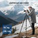 NEEWER Basics Camera Tripod Monopod, 77" Compact Lightweight Travel DSLR Video Stand, 360 Ball Head, Arca Type QR Plate, Reversible Legs & Inverted Central Axis, 13lb Max Load, TP08