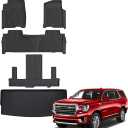 AUXKO All Weather Floor Mats & Cargo Mat for 2025-2021 Chevrolet Tahoe & GMC Yukon(Not XL) & Cadillac Escalade 7 Seat 2 Row Bucket Seat Accessories Odorless Anti-Slip Liner Black