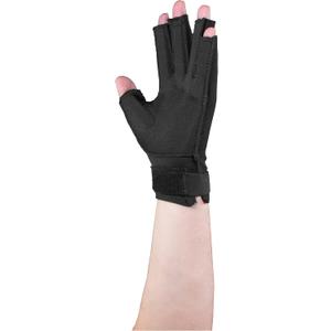 OTC Resting Splint Glove, 5 Finger Semi-Rigid Splints, Open Tips, Black, Left Hand, Large