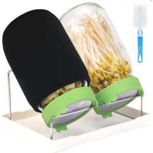 [Large Size] 68oz Sprouting Kit, 2 Sprouting Jar Kits, Wide Mouth Jars with Stainless Steel Screen Sprout Lid, 2000ml Sprouts Growing Kit, Seed Sprouter Set for Growing Broccoli, Bean, Alfalfa