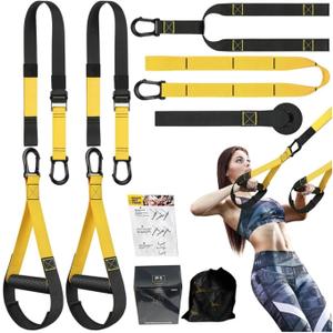 Suspension Trainer Kit, Home Gym System for Full-Body Workout, Adjustable Training Straps for Indoor & Outdoor Use, Supports 500Lbs, All-in-One Portable Fitness Equipment
