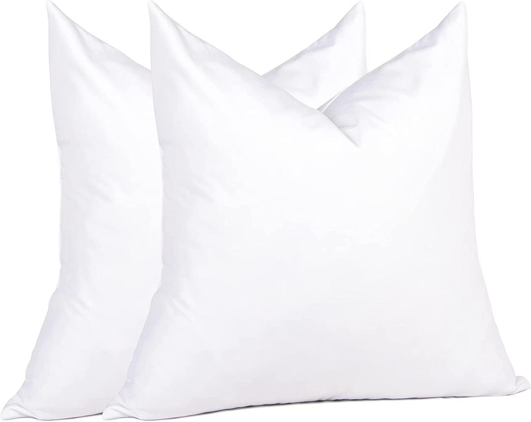 Puredown Euro Pillow Inserts 24 x 24 (Pack of 2, White), Feather Down Pillow Stuffer, White Throw Pillows for Bed, Couch, and Cushion