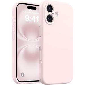 AOTESIER Magnetic Case for iPhone 16, Upgraded Silicone | Full Camera Protection | Integrated Camera Control Button | MagSafe Compatible | Anti-Scratch Microfiber Lining Phone Case, Chalk Pink