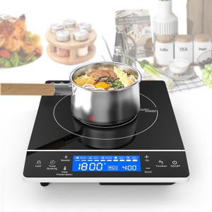 VBGK Induction Cooktop,1800W Hot Plate for Cooking,Induction Stove Top with LCD Sensor Touch Control,9 Temp Levels,Child Safety Lock & Timer 110V Single Burner Electric Cooktop