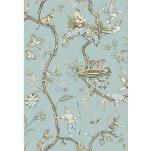 NuWallpaper x Scalamandre Blue Robin Egg Chinoise Exotique Peel and Stick Wallpaper, Removable Wallpaper, 20.87 in x 18 ft