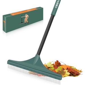 ORIENTOOLS Foldable Artificial Turf Rake - 51" Turf Rake for Artificial Grass - Steel Handle Artificial Grass Rake - Carpet Rake for Cleaning Leaves from Lawns and Pet Hair from Carpets