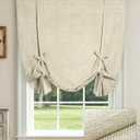 LazBlinds Tie Up Curtains, Linen Blackout Thermal Insulated Balloon Roman Shade Bathroom Window Curtain, Adjustable Rod Pocket Drape for Kitchen, Living Room, Bedroom (25" W x 47" L, Natural)