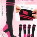 12 Pairs Breast Cancer Awareness Socks for Women Pink Ribbon Crew Socks Non-Slip Comfortable Stretchable Sport Socks (Pink)