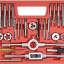 40pcs SAE Tap and Die Set, SAE Standard Rethreading Tool Kit, Coarse and Fine Threads for Cutting External and Internal Threads, Essential Repair Tool Kit with Thread Wrench