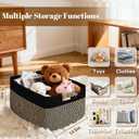 2 Pack Large Storage Basket for Organizing, 17.5"x13"x7" Woven Basket for Shelves, Closet Cube Storage Bins with Wrapped Handle, Cotton Rope Baskets for Kitchen, Clothes, Toys(Black & Brown)