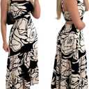 CHICME Summer Dresses for Women 2026 Sleeveless Casual Boho Maxi Dress Square Neck Cut Out Floral A Line Dress, Size Medium