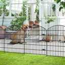 FOREHOGAR Heavy Duty Metal Garden Fences with Gate ECG1191, 1 Gate + 4 Fence Panels, 43.2in Tall and Total Length 14.75ft, Fencing for Dogs Animal Barrier Temporary Yard Border Outdoor, Black