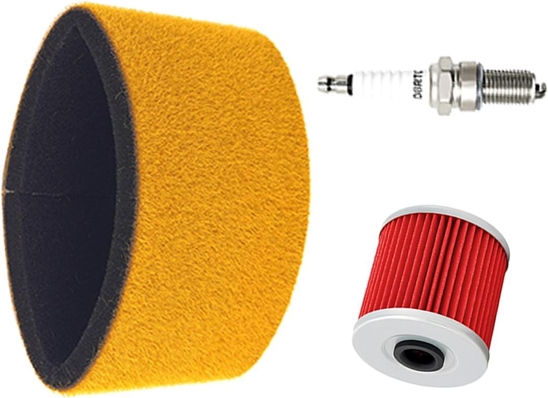 Air Filter 11013-1275 & Oil Filter & Spark Plug Compatible with Kawasaki KLF220 KLF250 KLF300 Bayou 220 250 300 4x4 ATV 1999-2011
