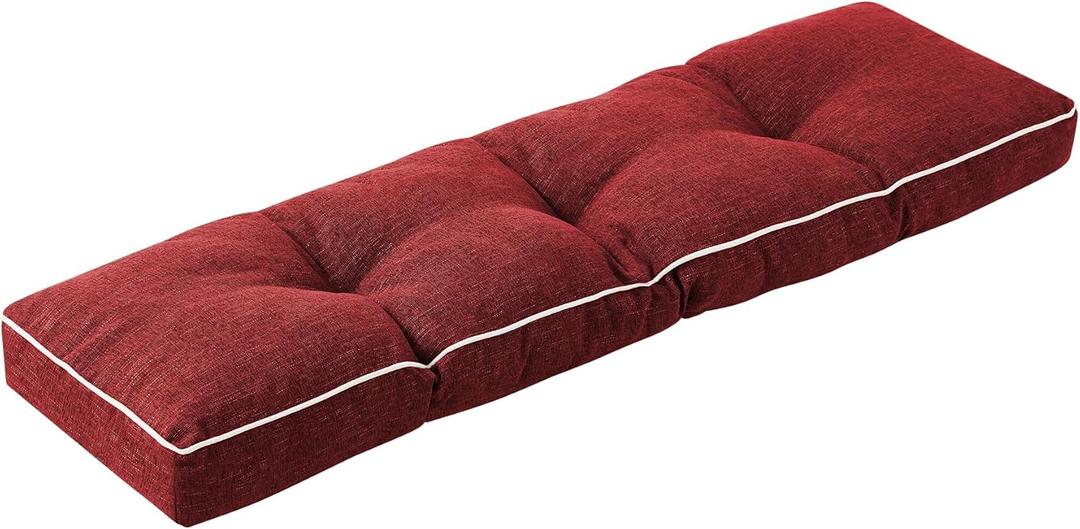 Bench Cushion, 42 x 16 Inch Patio Furniture Cushions with Durable Ties, Soft Memory Foam Bench Cushions for Indoor/Outdoor Furniture with Non-Slip Bottom, Kitchen&Dining, Red