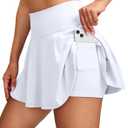 SANTINY Pleated Tennis Skirts for Women with Pockets Women's High Waisted Running Workout Athletic Golf Skorts Skirts (White, XXL)