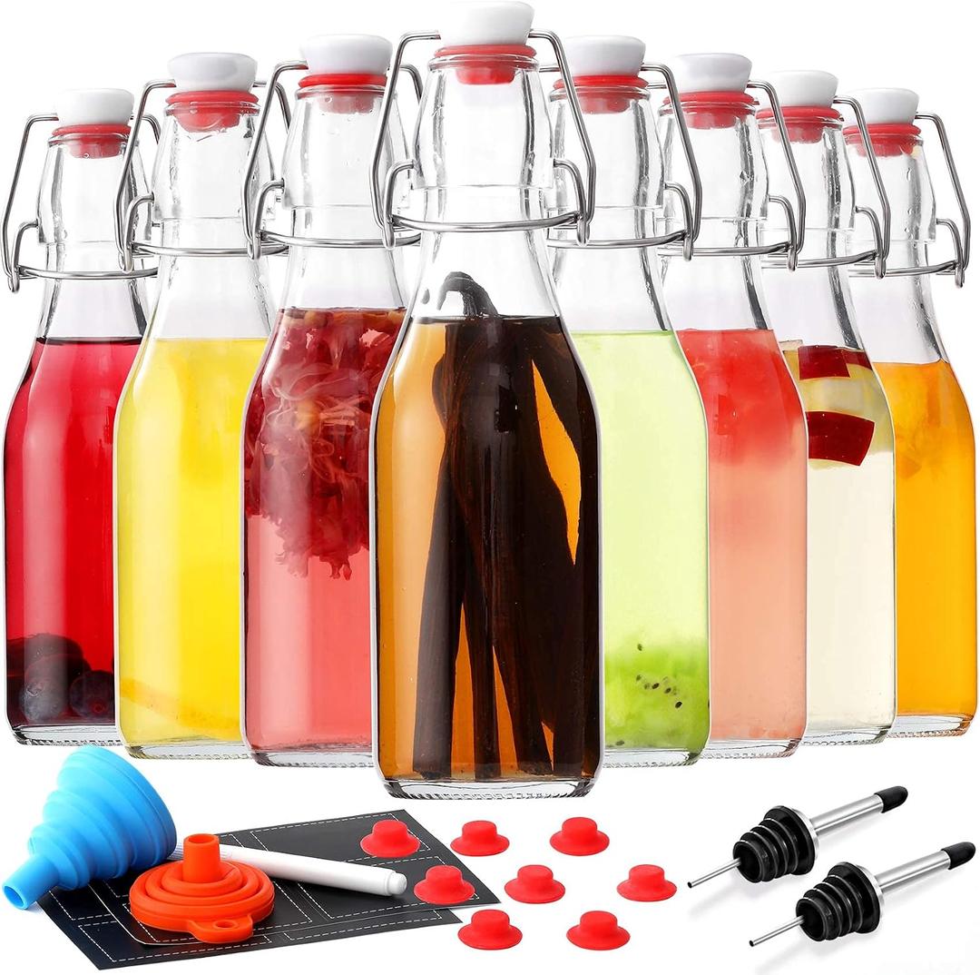 8 Pack 8.5oz Swing Top Glass Bottles, Flip Top Brewing Fermentation Bottles