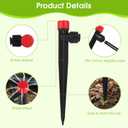 60 Pcs Red Drip Irrigation Emitters with Stake - Adjustable Stream for 1/4" Tubing - Garden Watering System Parts Drippers - Sprinkler Heads