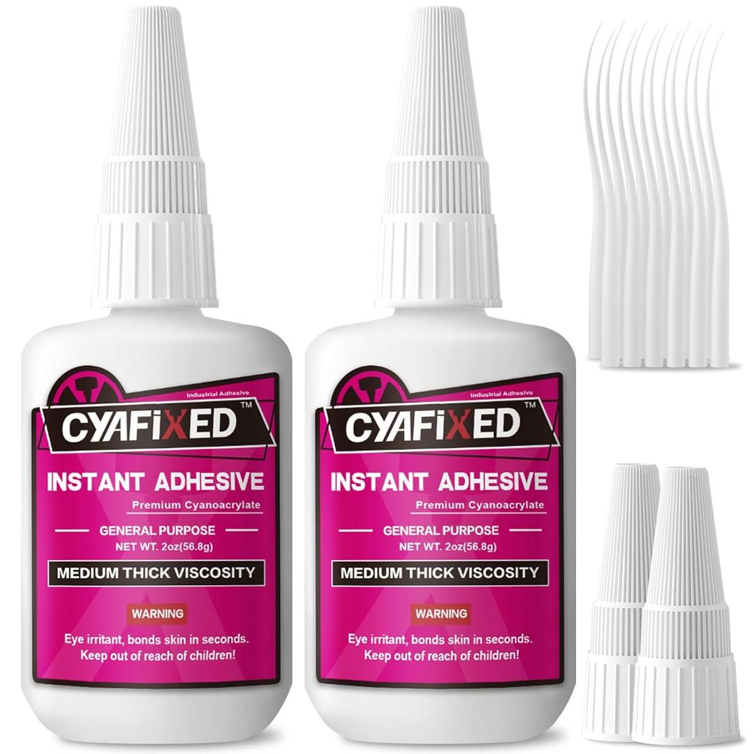 Super Glue Kit 4 oz All Purpose CA Glue with Anti-Clog Cap & Microtips for Woodworking, 3D Printing, Ceramic - Strong Fast Medium-Thick Cyanoacrylate Adhesive for Wood, Aquarium, Model, Glass, Craft