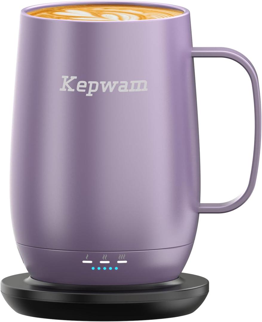Kepwam Heated Coffee Mug T2Plus, 20oz Leading Large Capacity Self Heating Coffee Mug, Up to 8 Hrs Battery & Hot Up to 149℉, Smart Coffee Mug for Women, Men