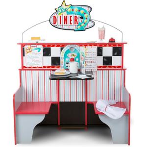 Melissa & Doug Double-Sided Wooden Star Diner Restaurant Play Space