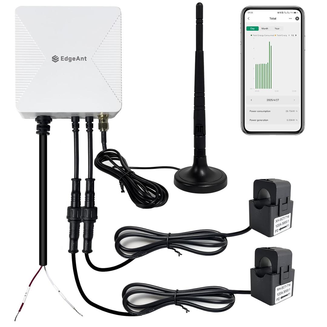 WiFi Energy Monitor with 2 * 120A Clamps, Real-Time Electricity Tracking, Smart Home Power Management,WiFi Meter Solar/Net Metering, Home Energy Automation and Control