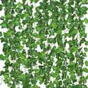 12 Pack Fake Vines for Room Decor Artificial Ivy Garland with Clip Green Flowers Hanging Plants Faux Greenery Leaves Bedroom Aesthetic Decor for Home Garden Wall Wedding