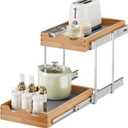OCG 2 Tier Pull Out Drawers For Cabinets, Double Tier Slide out Wood Cabinet Organizer, Pull Out Shelves for Base Cabinet Organization in Kitchen, Pantry, Bathroom