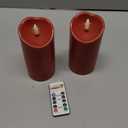 Homemory Burgundy Flameless Candles, Waterproof Flickering Candles, Outdoor Battery Operated LED Pillar Candles with Remote Timer, Electric Fake Plastic Candles, Red, Christmas Decor, 3" x 6"