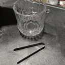 ZEERSHEE Glass Ice Bucket with Handle and Ice Tong Clear Crystal Ice Buckets for Cocktail Bar Wine Home Bar Accessories Parties Clear Champagne Bucket
