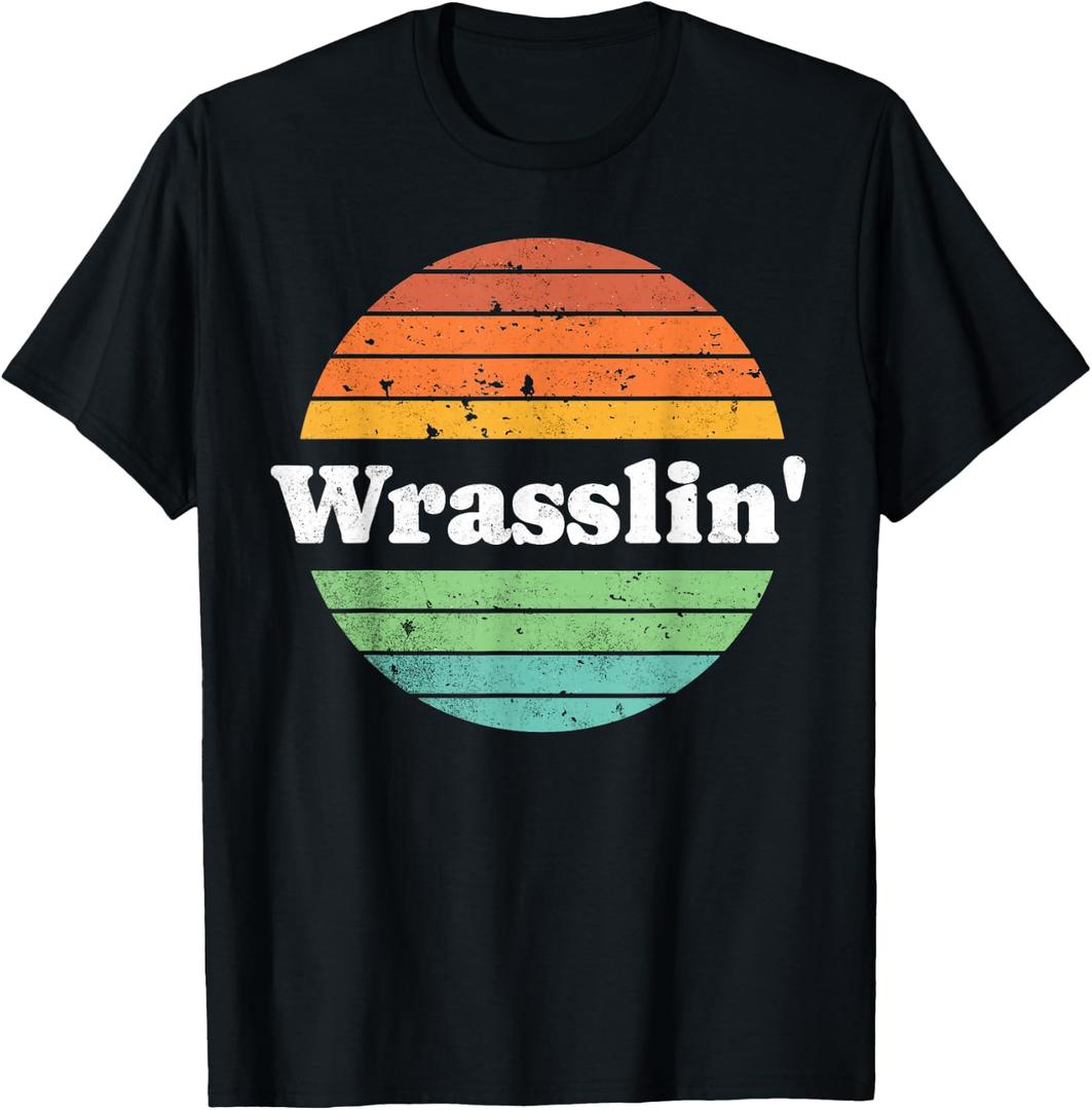 Retro Wrasslin' Funny Wrestling Lover Boys Mens 70s Style T-Shirt, 3XL