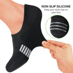 Amutost Black Ankle Socks Womens Athletic Running Comfort No Show Low Cut Cushioned 5 Pairs
