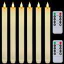 Homemory 6 Pcs Flameless Taper Candles with Remote Timer and Dimmer, LED Candle Sticks with Flickering Light, Ivory Battery Operated Window Candles, 9.6 Inches for Wedding Home Indoor Decoration