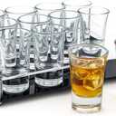 Ruckae 12 Pack 1 OZ Shot Glasses Set with Tray Heavy Base Clear Shot Glasses Bulk for Vodka Tequila Whiskey Liquor