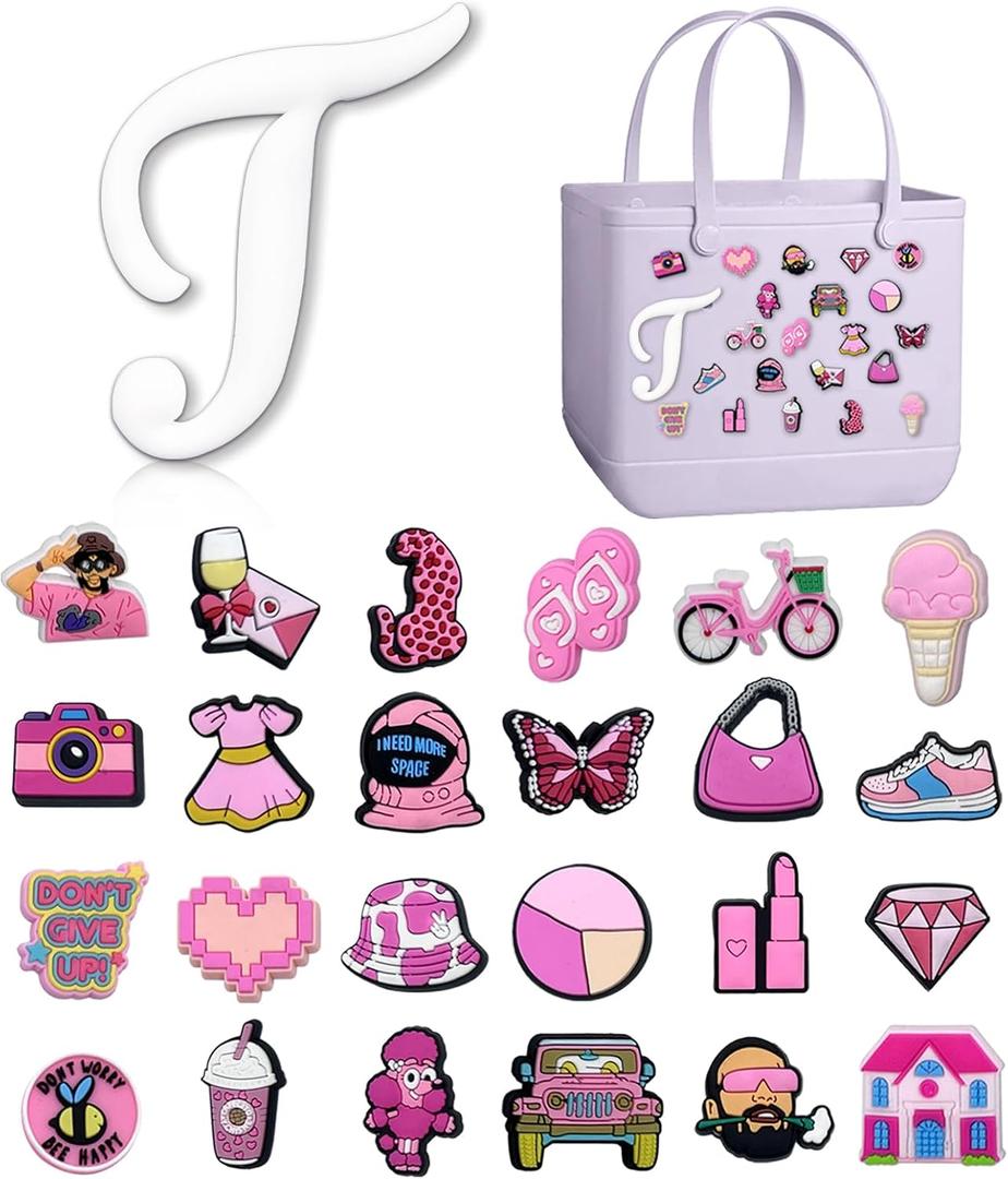 Letter Charms for Bogg Bag,Alphabet Lettering Accessories Cute Charms Compatible with Beach Bag, Original All Models, Insert Decorative Letter for Handbag Beach Tote Bag