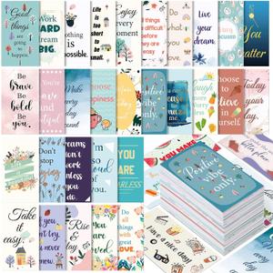 Jinei 300 Inspirational Affirmation Cards Positive Motivational Cards Small Mini Encouragement Quotes for Women Church End of the Year Teacher Gifts(Flower Style)