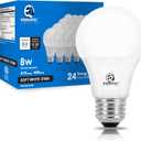E ENERGETIC LIGHTING Light Bulbs 60 Watt Equivalent Soft White, 8W 800LM, 15000 Hrs E26 Base, A19 2700K Light Bulbs, ETL Listed, Non-Dimmable, 24-Pack