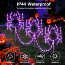 Halloween Spider Pathway Lights, 3 Pack 250 LED Purple Decorations Outdoor Metal Stake Lights, 8 Modes Memory Timer Waterproof Plug in Light String for Walkway Yard Lawn Garden Halloween Dcor
