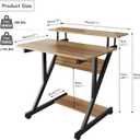 Dripex Computer Desk for Small Spaces, Z Shaped Small Computer Desk, 27.5 inch Compact Desk with Monitor Shelf and Bottom Storage Shelves, Space Saving Desk, Walnut