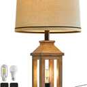 23.75" Farmhouse Table Lamps USB A+C Charging Ports 3-Way Dimmable Touch Control Lamp Nightlight Vintage Modern Lamp for Living Room Bedroom with 2 Light Sources (Wood)