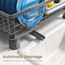 SNTD Dish Drying Rack - Small Dish Rack for Kitchen Counter, Stainless Steel Dish Drainer with Utensil Holder and Drainboard, 11" W x 15" L (Grey)