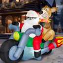 JOIEDOMI 7 FT Long Christmas Inflatables Outdoor Decorations, Inflatable Santa Riding Motorcycle with Reindeer, Blow Up Yard Decoration with Build-in LED for Xmas Party Outdoor Yard Garden Lawn Décor