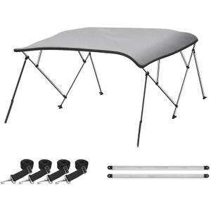 Naviskin 10 Optional Colors 3-4 Bow 13 Different Size Bimini Top Cover Includes Mounting Hardwares, Storage Boot with 1 Inch Aluminum Frame (Light Grey)