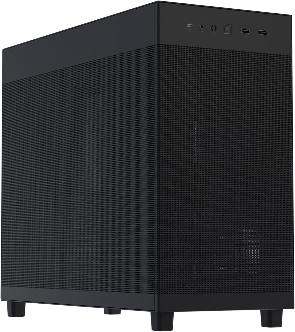 ASUS Prime AP303 ATX PC Case, Mesh Panel Design, Pre-Installed Fan, GPU Support up to 360mm, 360mm Radiator Support, 180mm ATX PSU, 20Gbps USB Type-C