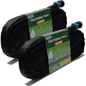 2025 Flat Soaker Hose 100 ft for Garden, 100' (50ft x 2) Linkable Drip Hose Diy Garden Irrigation System Saving 80% Water, Dual-layer Leak-free Design Water Hose with Holes