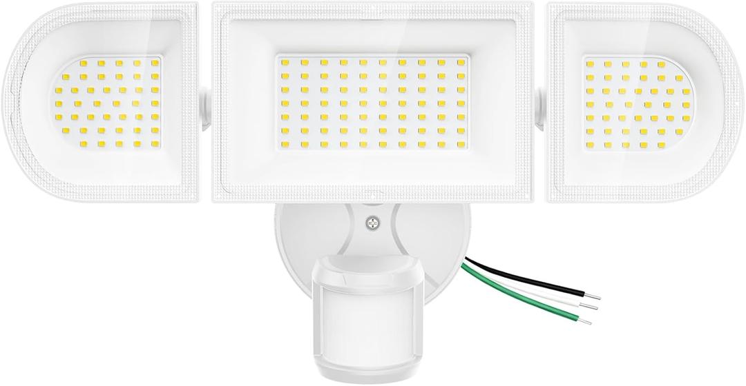 150W Motion Sensor Lights Outdoor for Outside, 15000LM LED Flood Lights Outdoor Wired Dusk to Dawn, Exterior Security Floodlight Fixture Waterproof IP65, Outdoor Lighting for House, Garage (White)