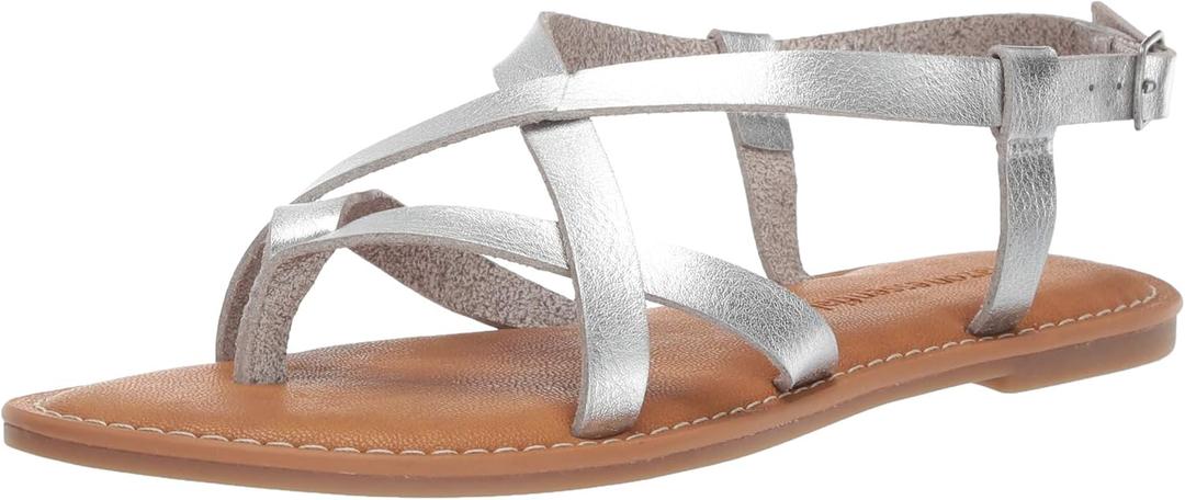 Amazon Essentials womens Casual Strappy Sandal (10, Silver)